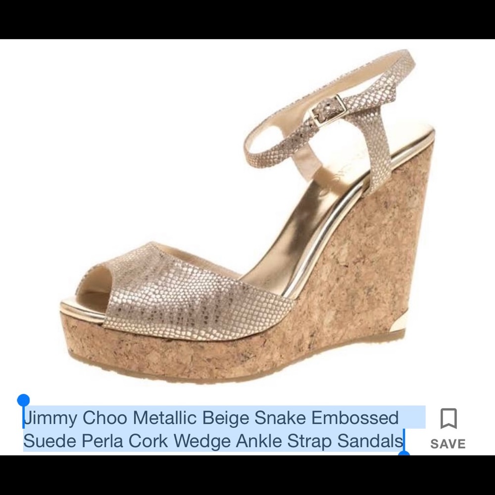 Jimmy Choo Metallic Beige Cork Wedge